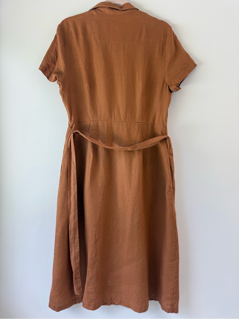 Quince linen button front dress Terracotta SzM - Picture 3 of 14